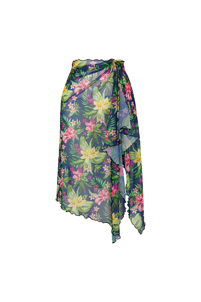 Çok Renkli Çiçek Desenli Kısa Pareo Etek