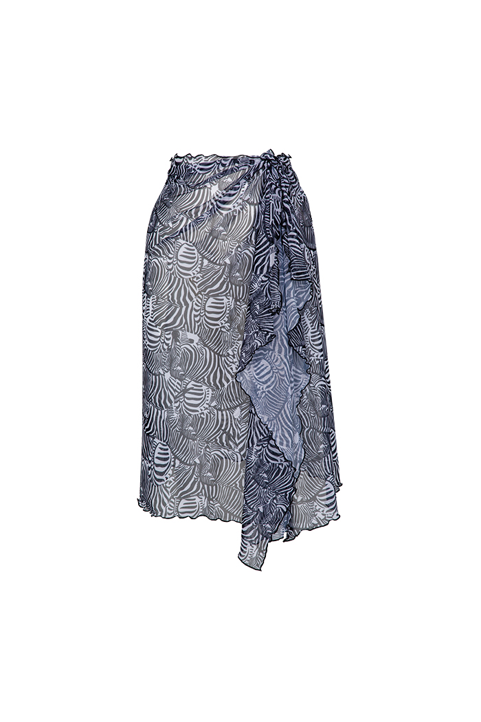 Zebra Desenli Kısa Pareo Etek