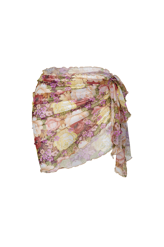 Pastel Renkli Çiçek Desenli Pareo Etek