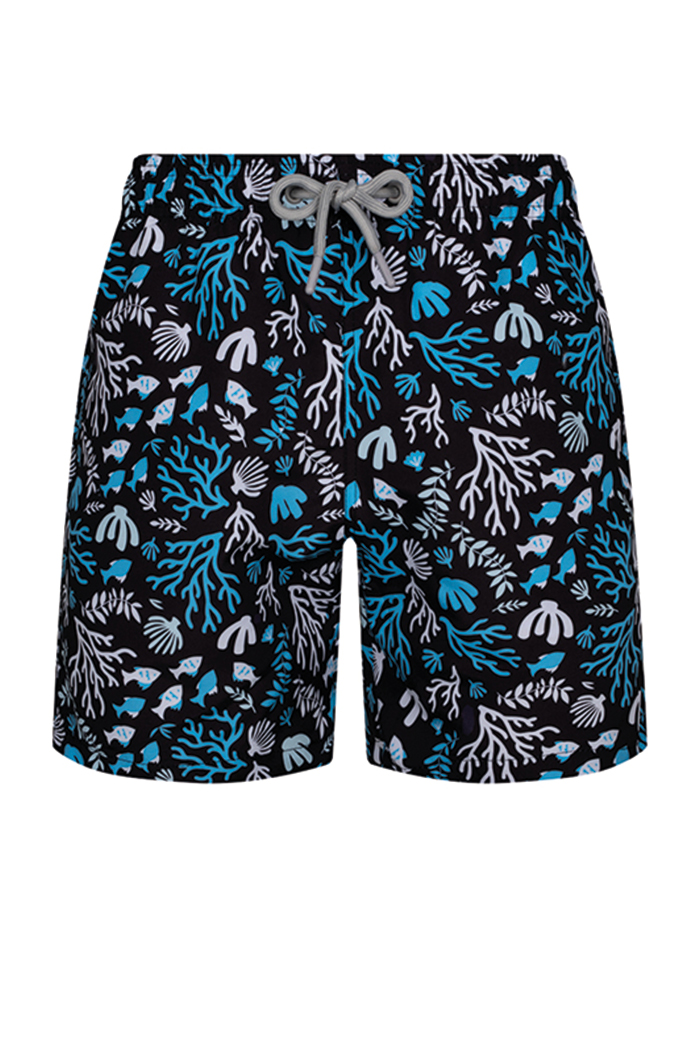 Mavi Beyaz Mercan Desenli Şort Mayo