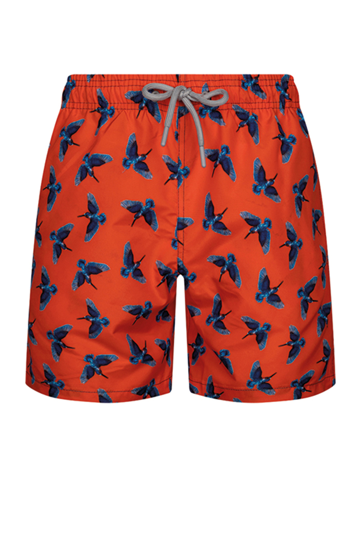 Lacivert Kuş Desenli Şort Mayo