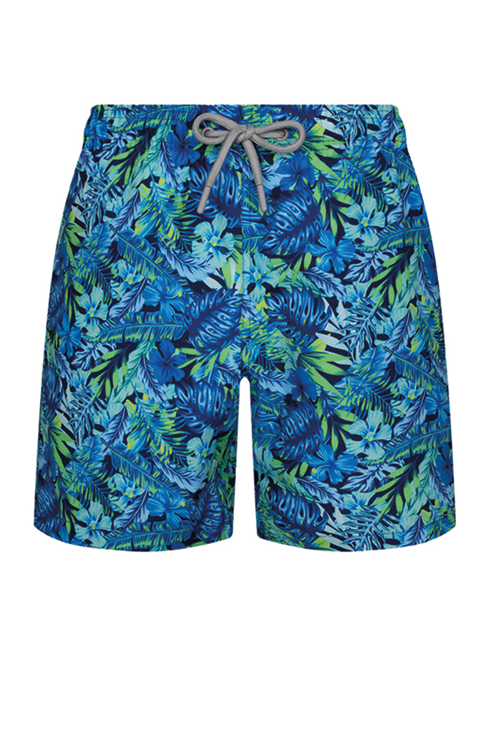 Mint Mavi Desenli Şort Mayo