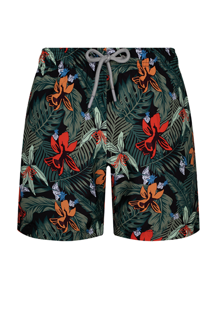 Mint Siyah Palmiye Desenli Şort Mayo