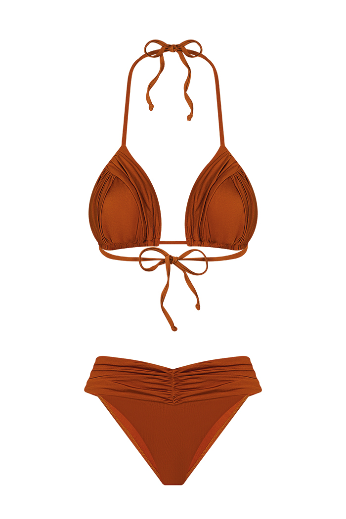 Drapeli Üçgen Tarçın Bikini Takımı