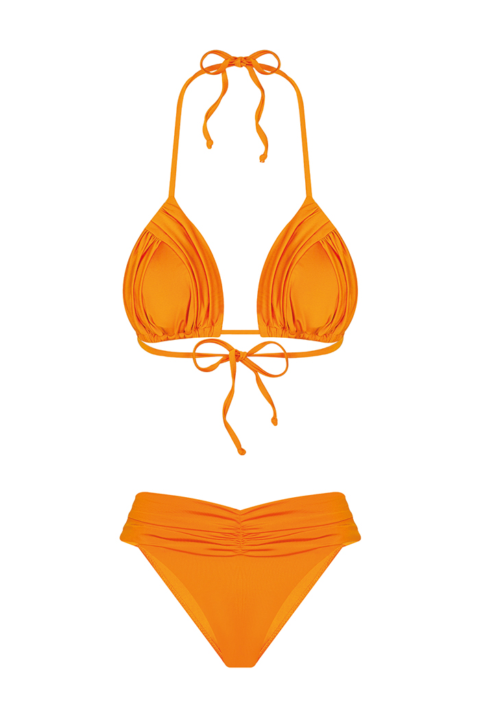 Drapeli Üçgen Turuncu Bikini Takımı