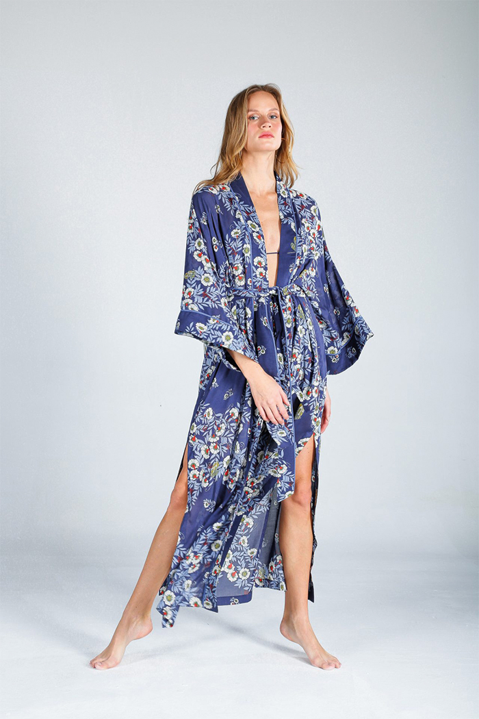 Joy İndigo Uzun Kimono