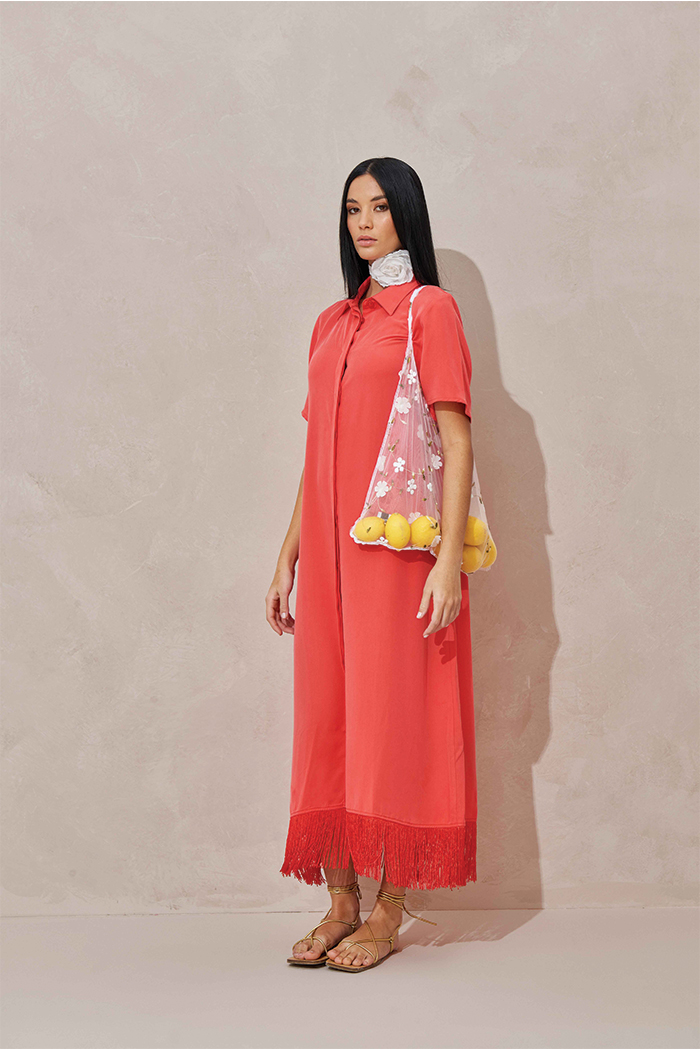 Farah Püsküllü Gömlek Elbise