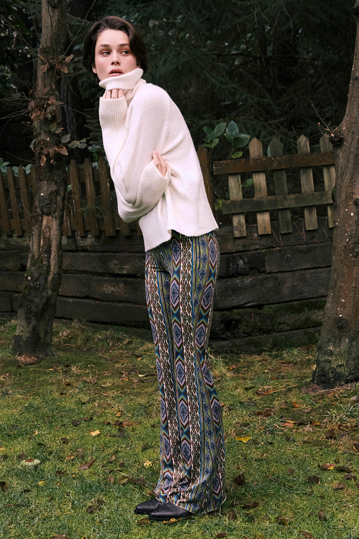 Nisa Mavi Baskılı Pantolon 