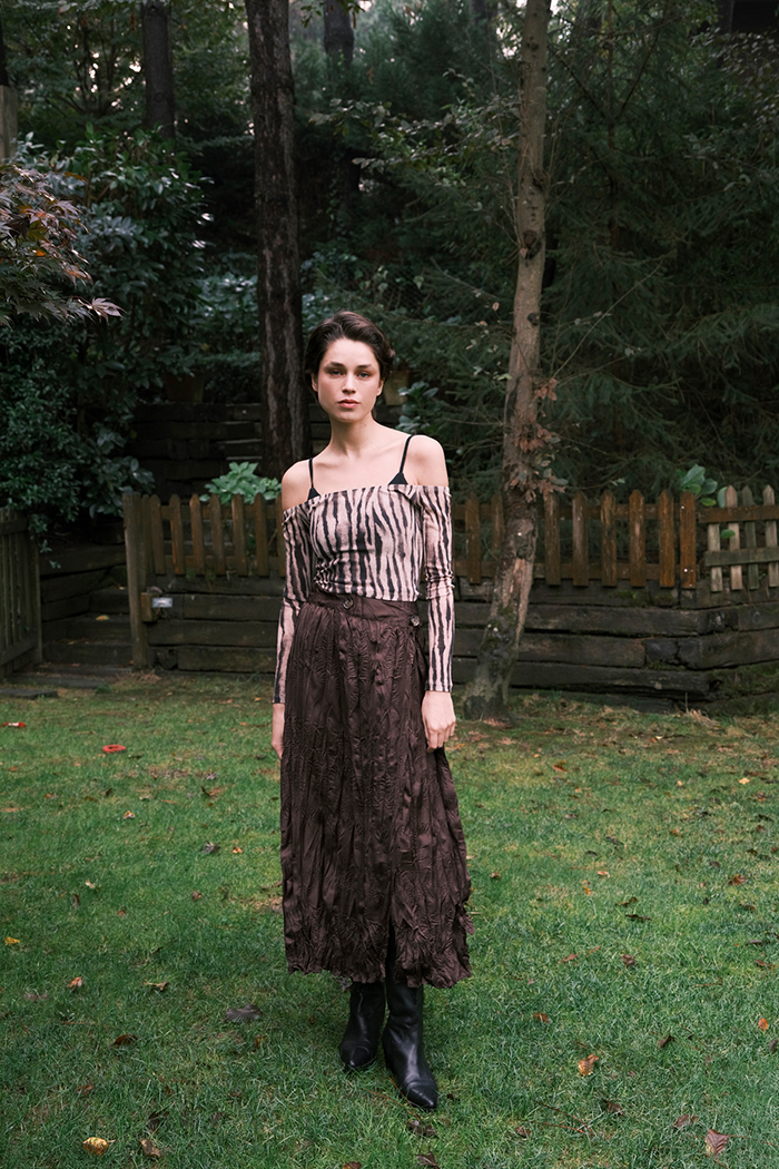 Milly Baskılı Kahverengi Bluz