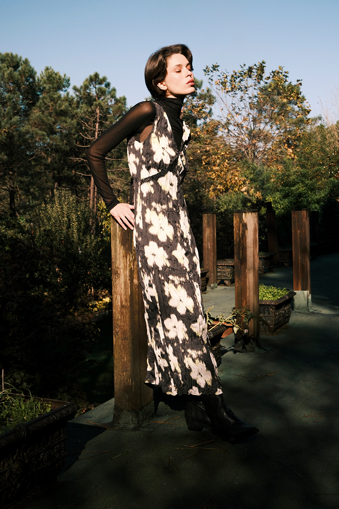 Georgia Dantel Detaylı Baskılı Elbise 