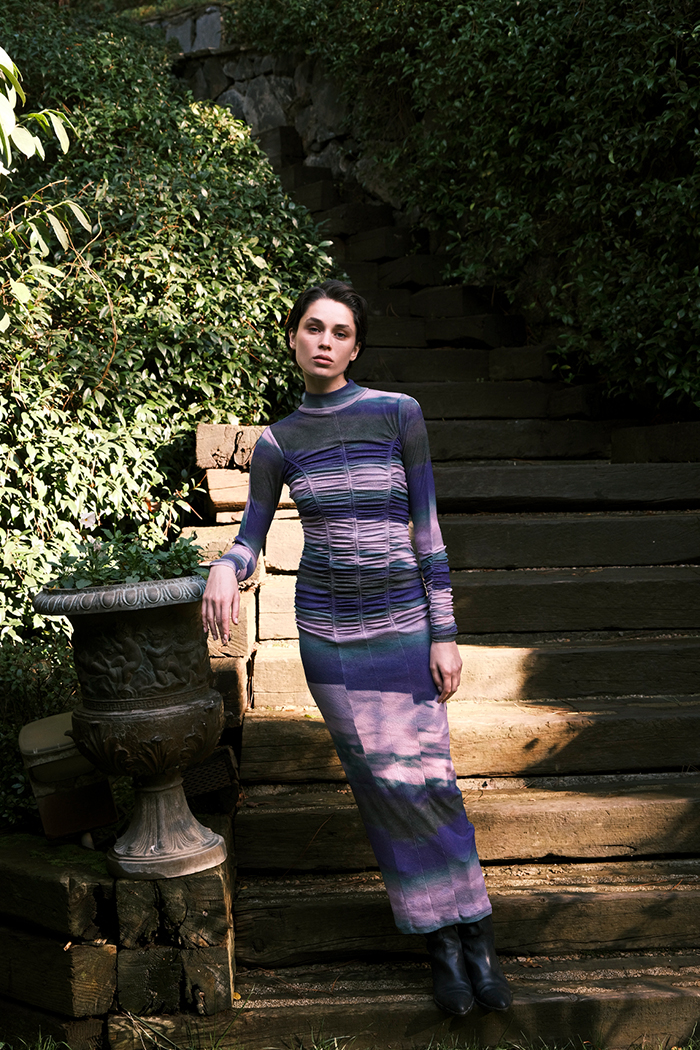 Camilla Drape Detaylı Midi Mor Elbise