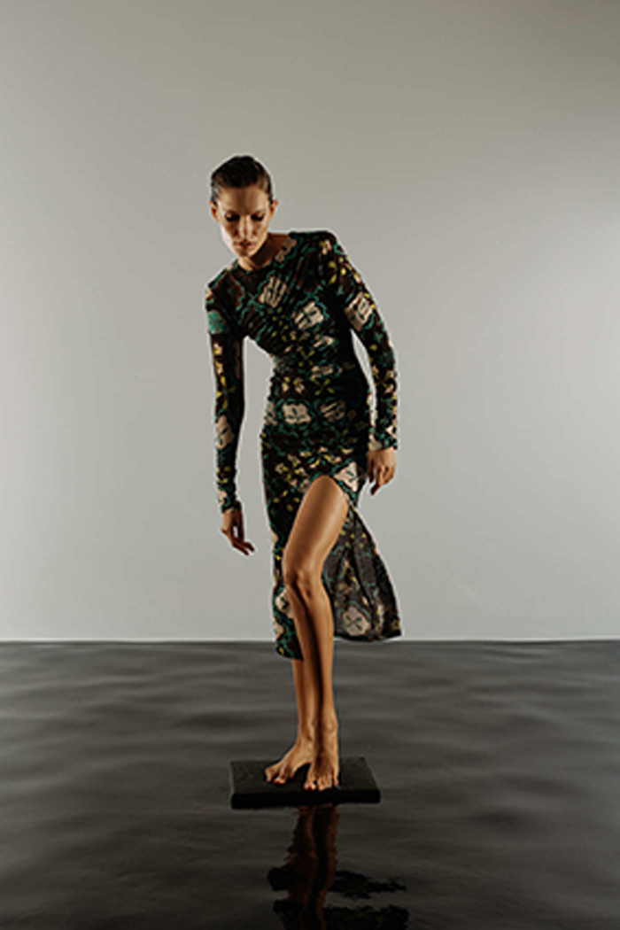  River Drapeli Midi Elbise