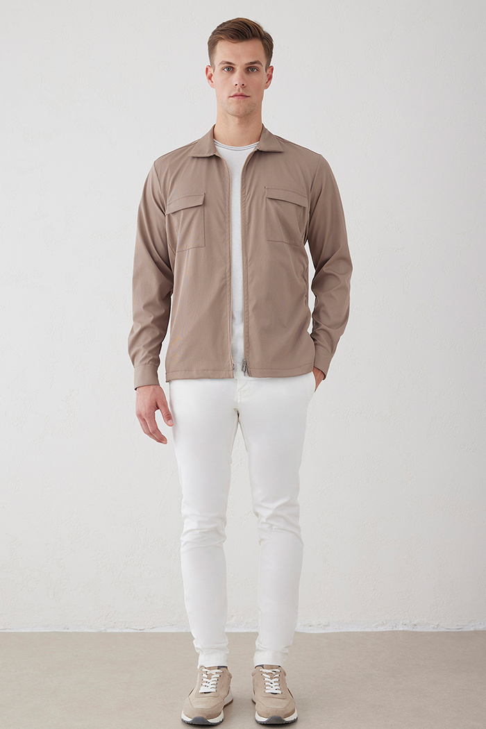 Bej Renk Teknik Dış Gömlek