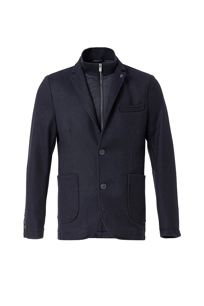 Lacivert Renk Çıkarılabilir İç Mostralı Yün Karışımlı Ceket