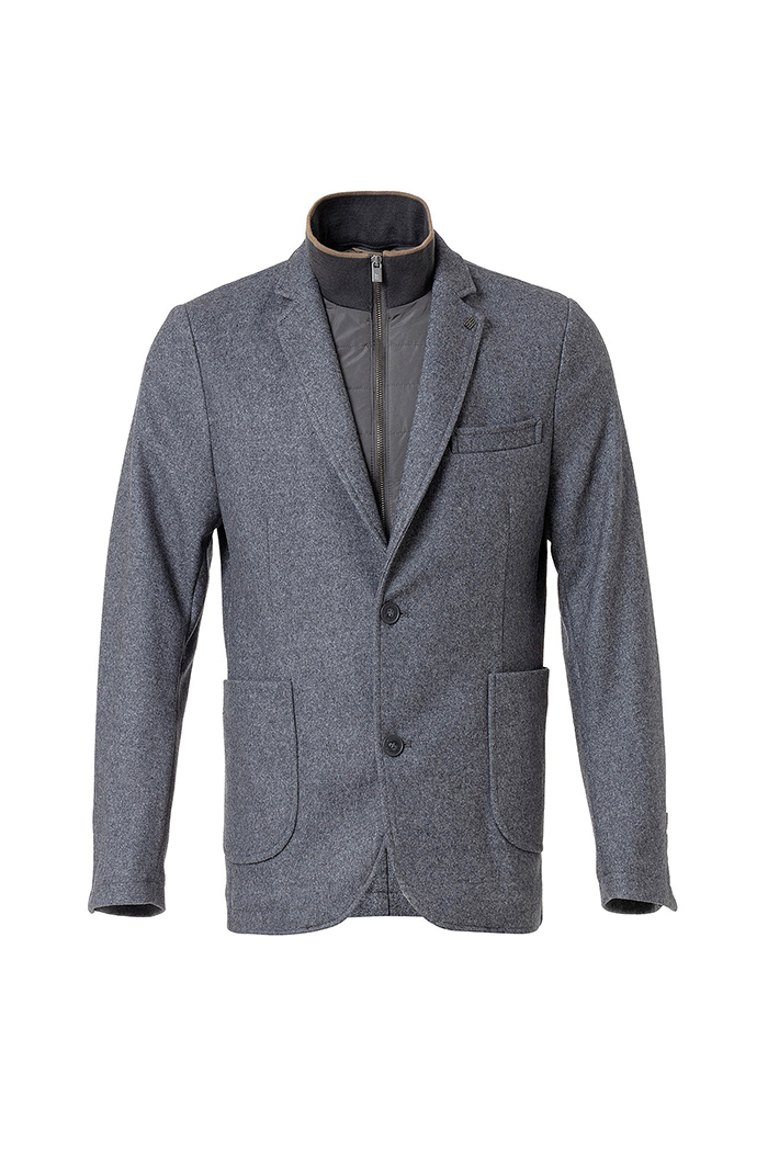 Antrasit Renk Çıkarılabilir İç Mostralı Yün Karışımlı Ceket