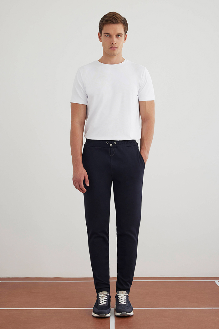 Lacivert Renk Örme Kumaşdan Jogger Pantolon