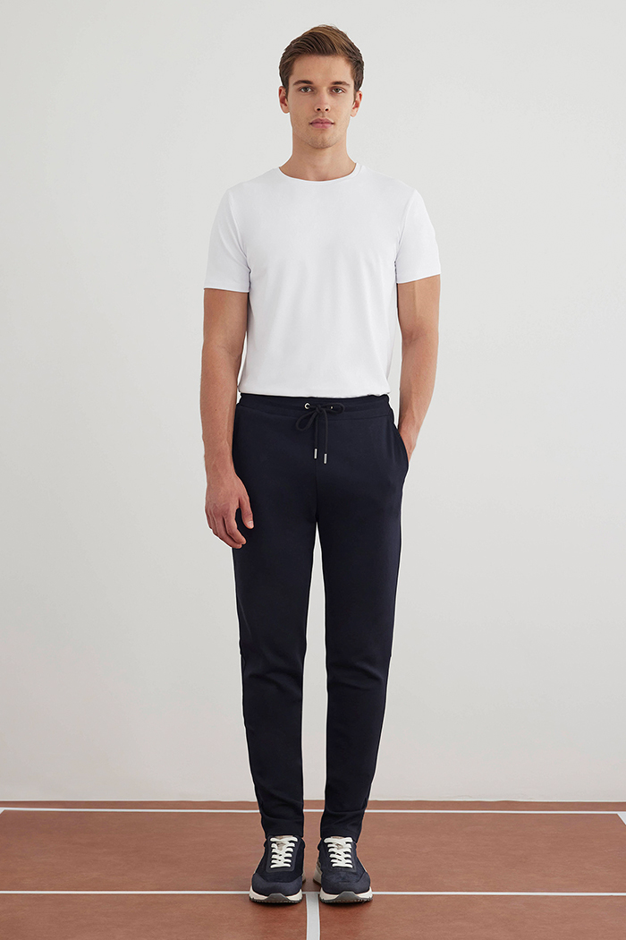 Lacivert Renk Örme Kumaşdan Jogger Pantolon