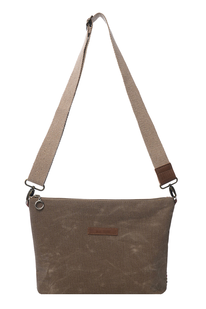 Kahverengi Clutch Waxed Canvas Ayarlanabilir Askılı Portföy Mumlu Kanvas Kadın El ve Omuz Çantası