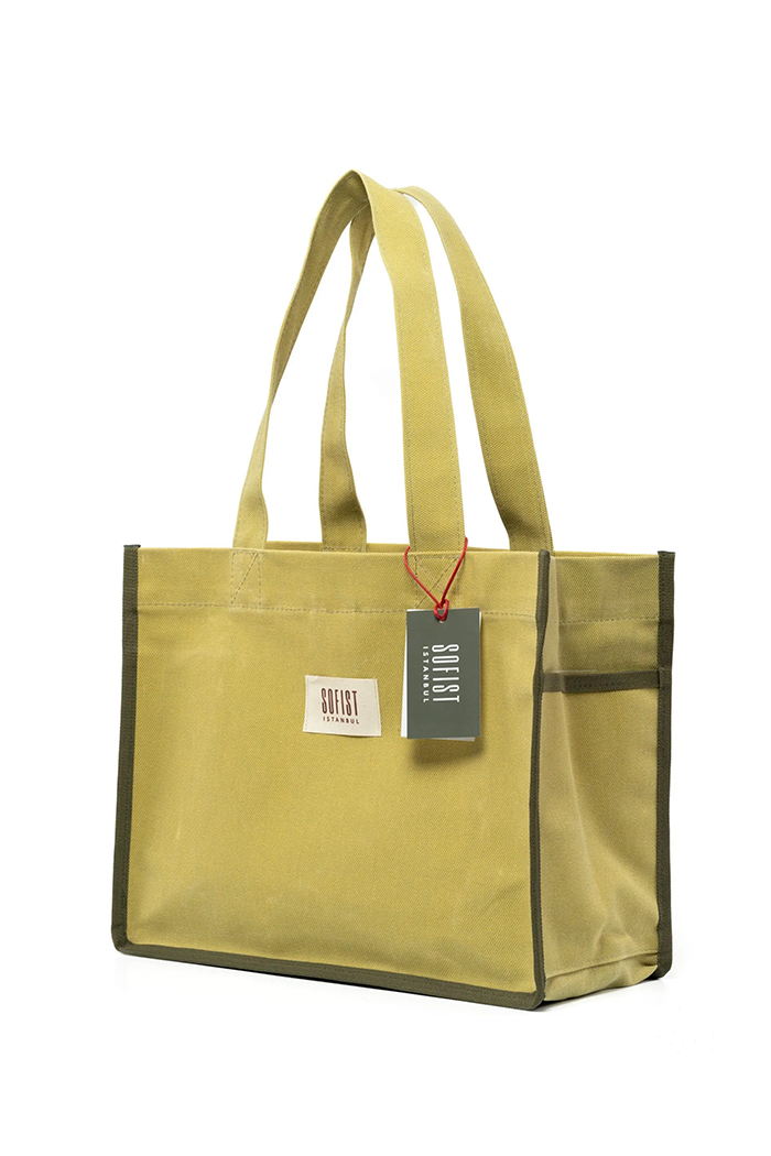 Fıstık Yeşili Moyen Mumlu Kanvas Kadın Omuz Çantası