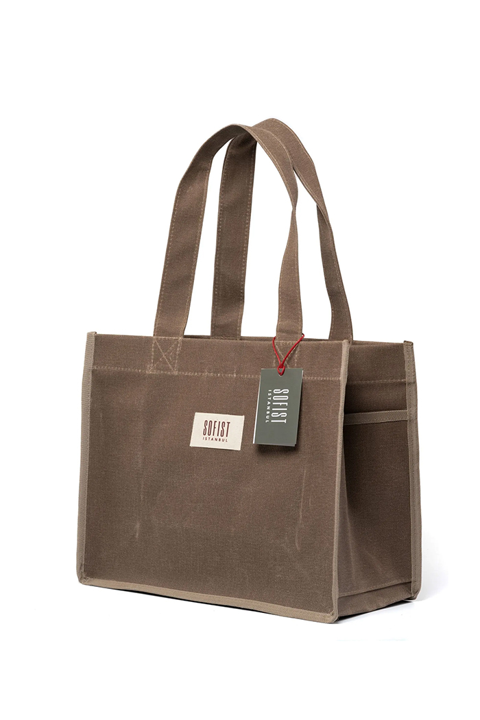 Kahverengi Moyen Mumlu Kanvas Kadın Omuz Çantası