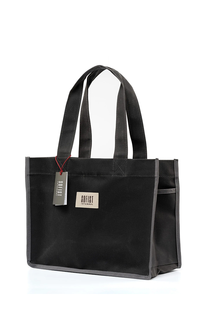 Siyah Moyen Mumlu Kanvas Kadın Omuz Çantası
