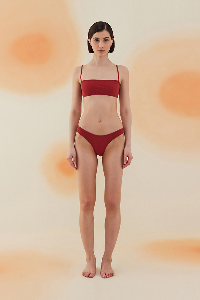 Yucca Burgundy Terry Askılı Atlet Bikini Takımı 