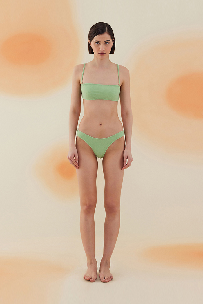 Yucca Pistachio Green Terry Askılı Atlet Bikini Takımı 