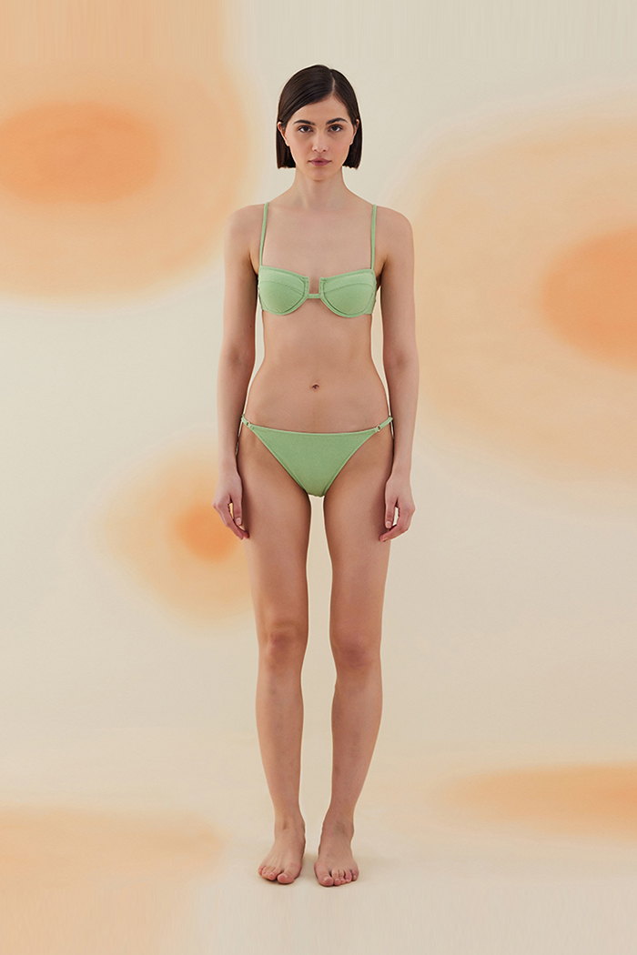 Acacia Pistachio Green Terry Kaplı Balenli Bikini Takımı