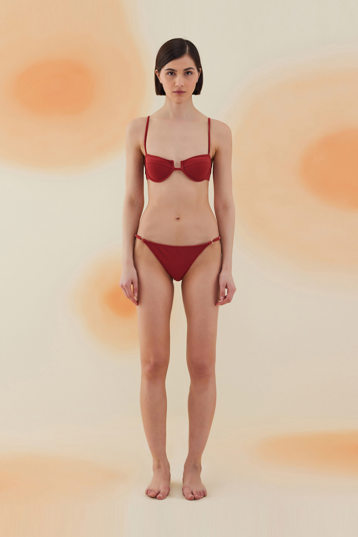 Acacia Burgundy Terry Kaplı Balenli Bikini Takımı