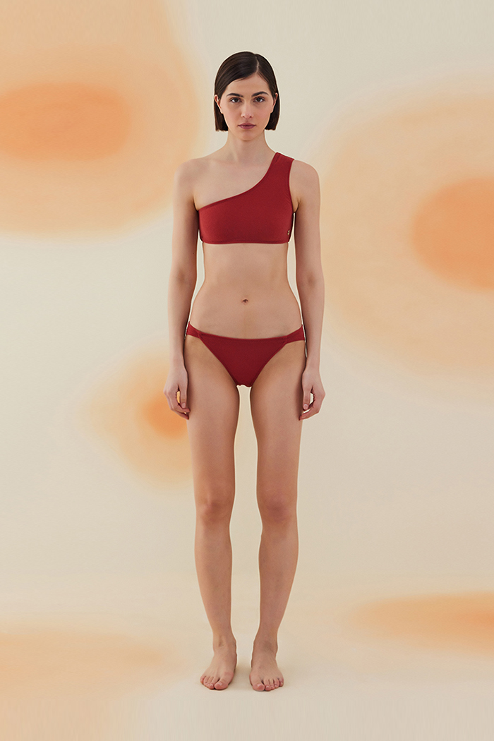Bush Burgundy Terry Tek Omuz Bikini Takımı
