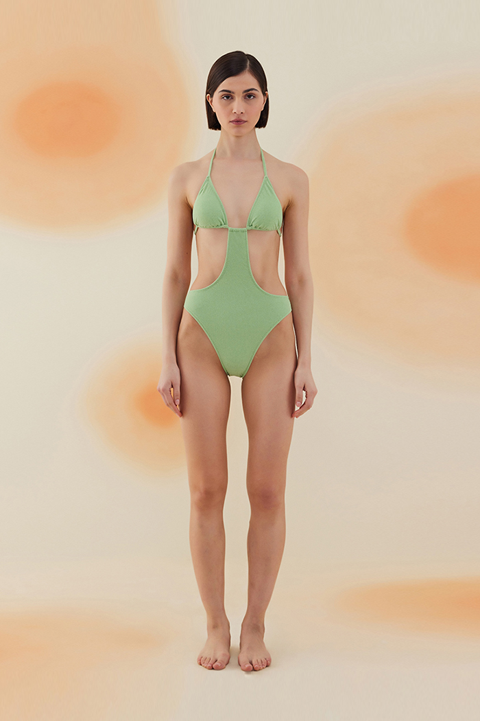 Mesquite Pistachio Green Terry Üçgen Asimetrik Mayo