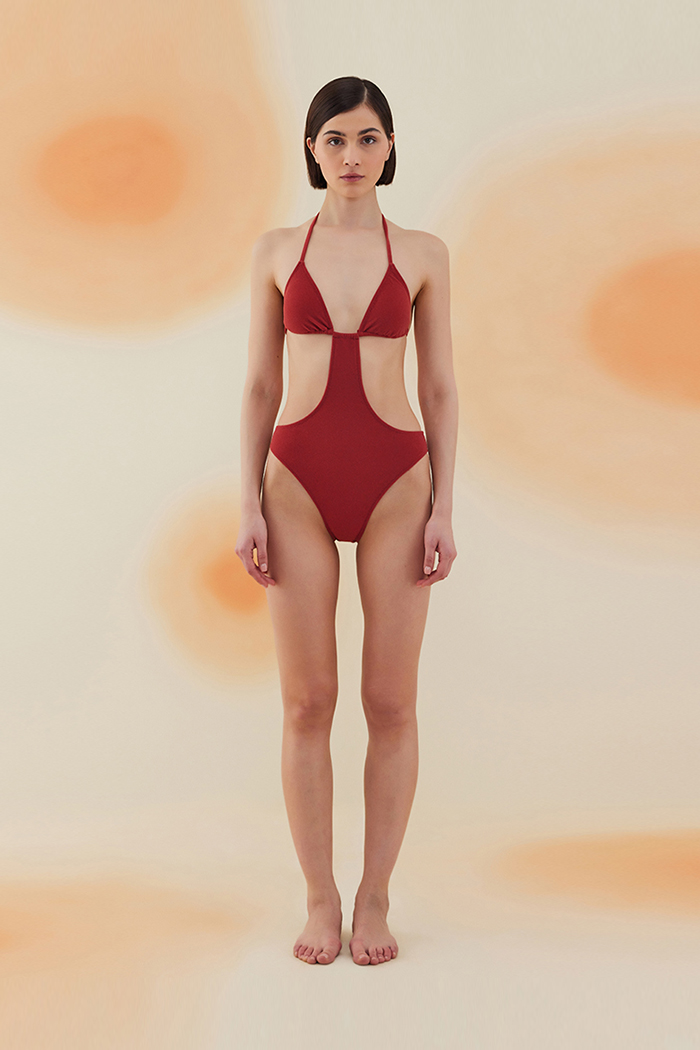 Mesquite Burgundy Terry Üçgen Asimetrik Mayo