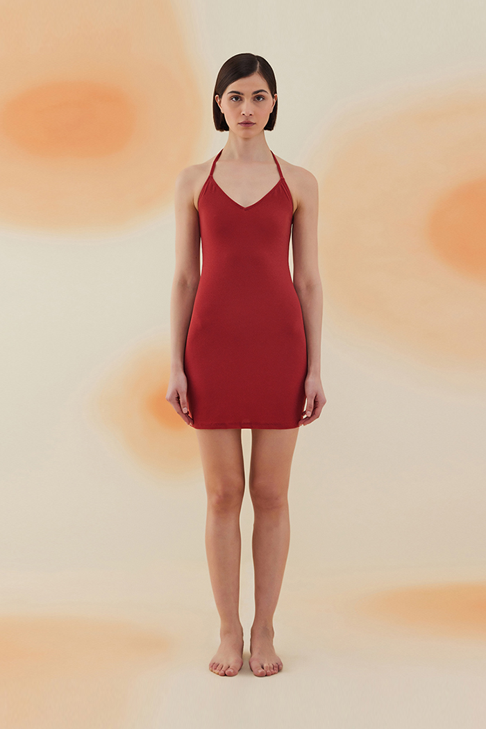 Oasis Burgundy Terry V Yaka Elbise