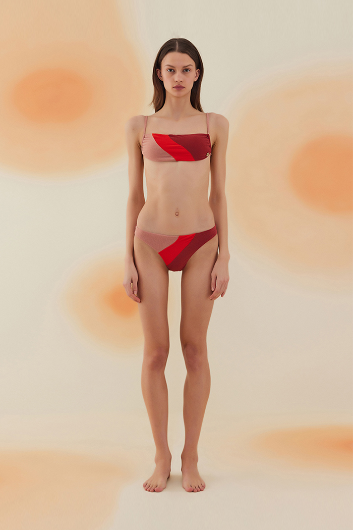 Flat Burgundy Terry Straplez Bikini Takımı