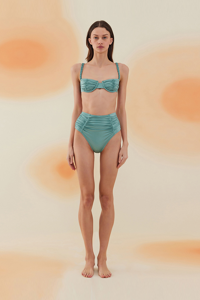 Erg Mint Green Drapeli Yüksek Bel Bikini Takımı