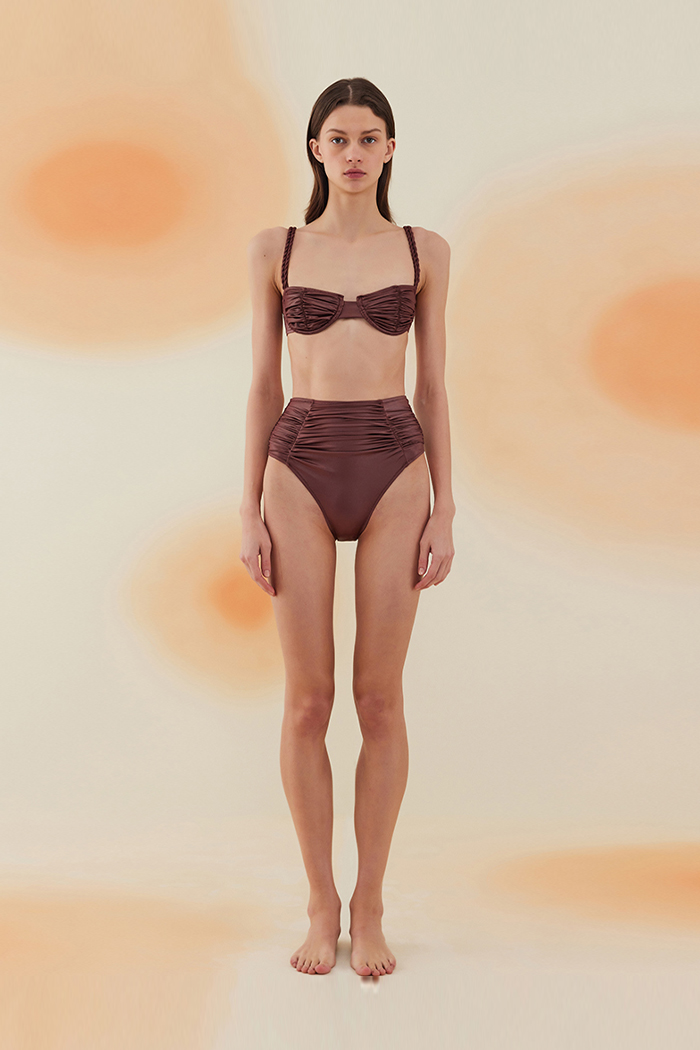 Erg Burnt Umber Drapeli Yüksek Bel Bikini Takımı