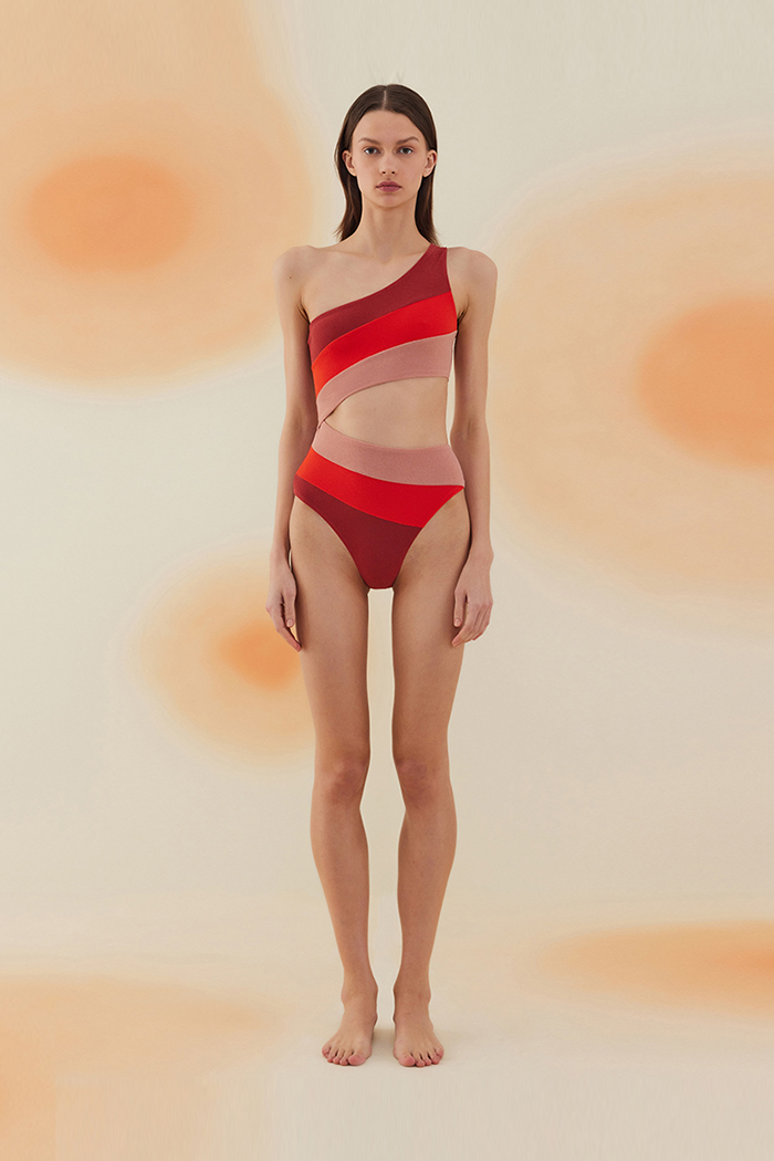 Playa Burgundy Tek Omuz Asimetrik Mayo