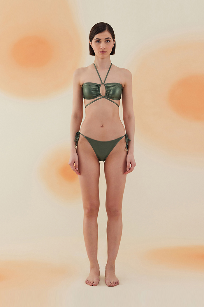 Broom Shiny Hunter Green Boyundan Bağcıklı Bikini Takımı