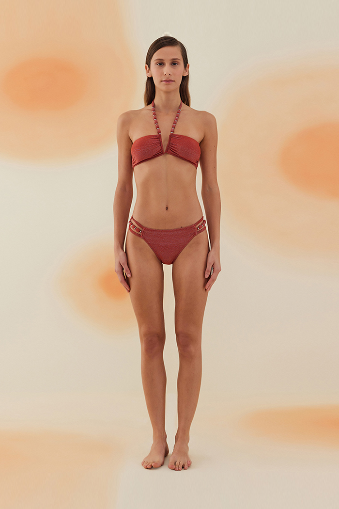 Carcross Ruby Red Boncuklu V Aksesuarlı Balenli Bikini Takımı