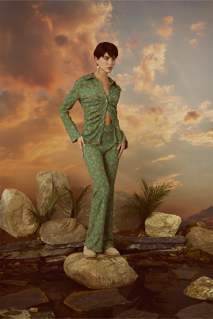 Zahara Yeşil Baskılı Pantolon