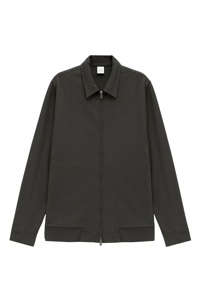 Haki Renk Gömlek Yaka Sweat Ceket