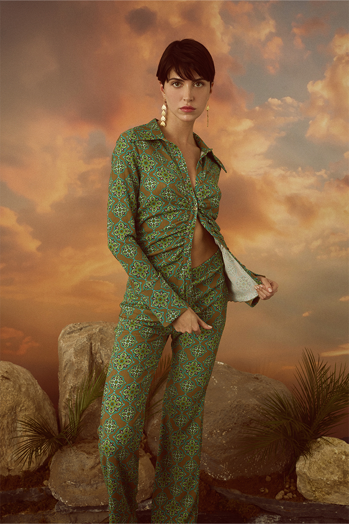 Nadine Yeşil Baskılı Gömlek