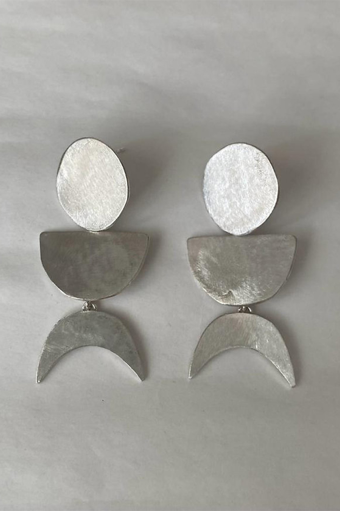 Moon Phase Gümüş Küpe 