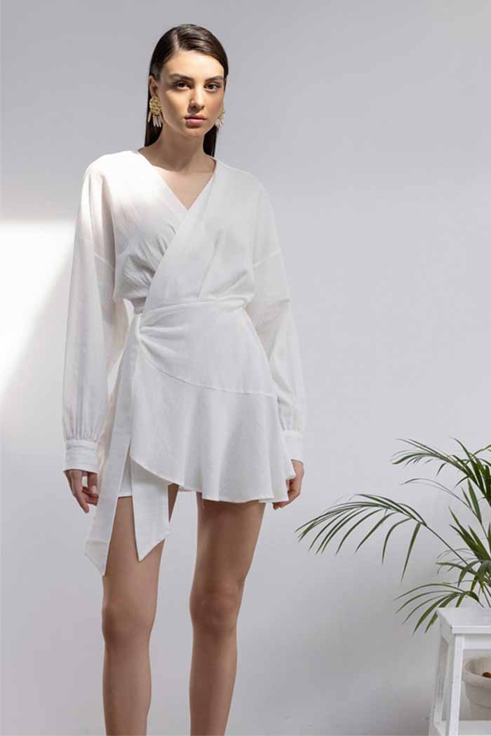 Moon Kısa Beyaz Elbise