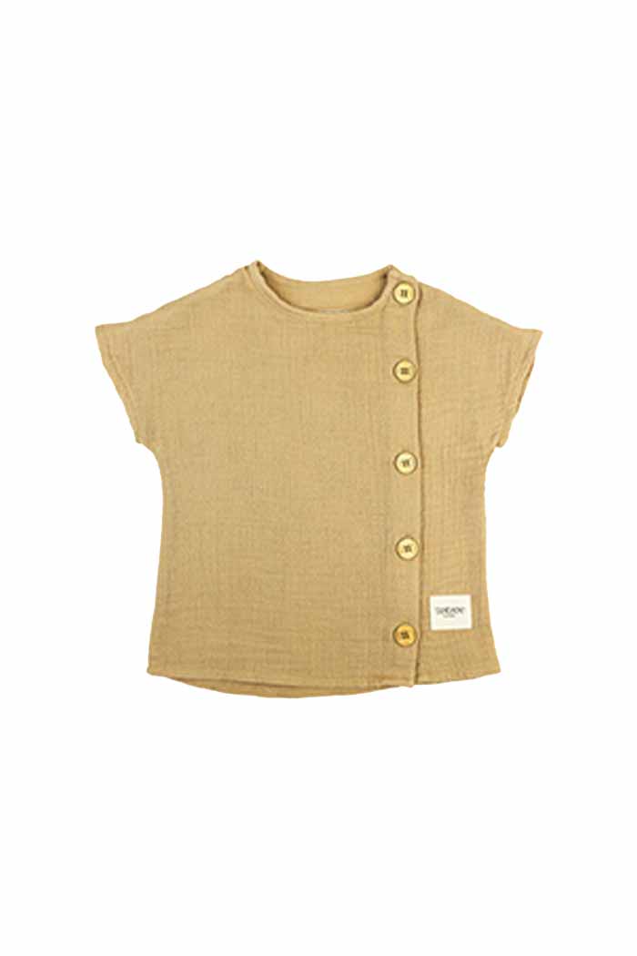 Müslin Yandan Düğmeli Üst Kumsal Beji