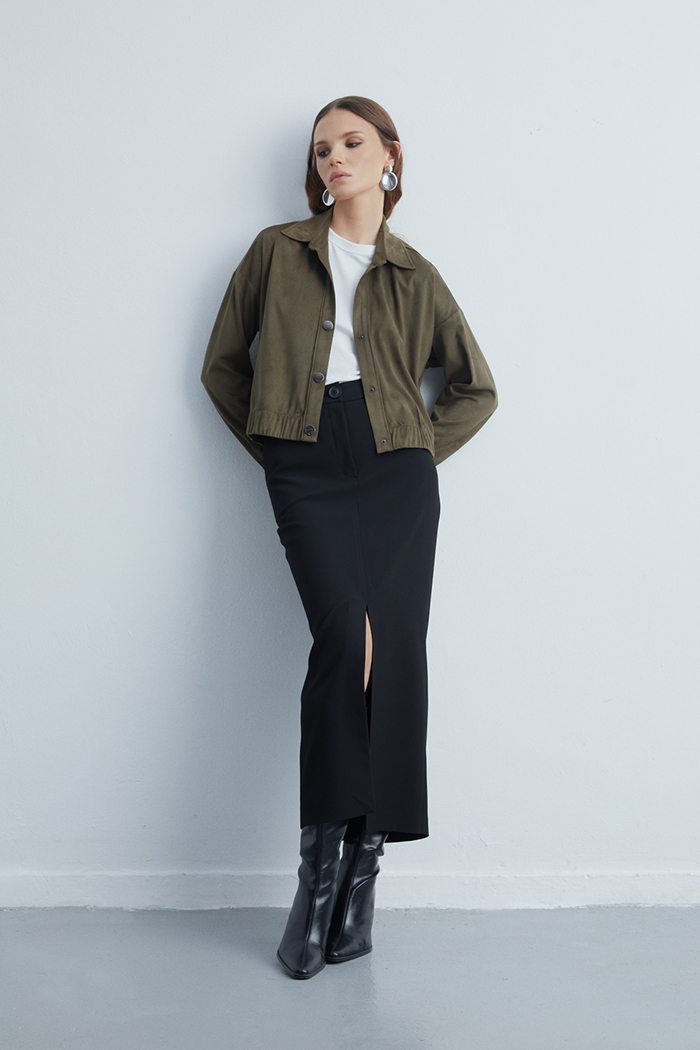 Velvet Süet Yeşil Gömlek