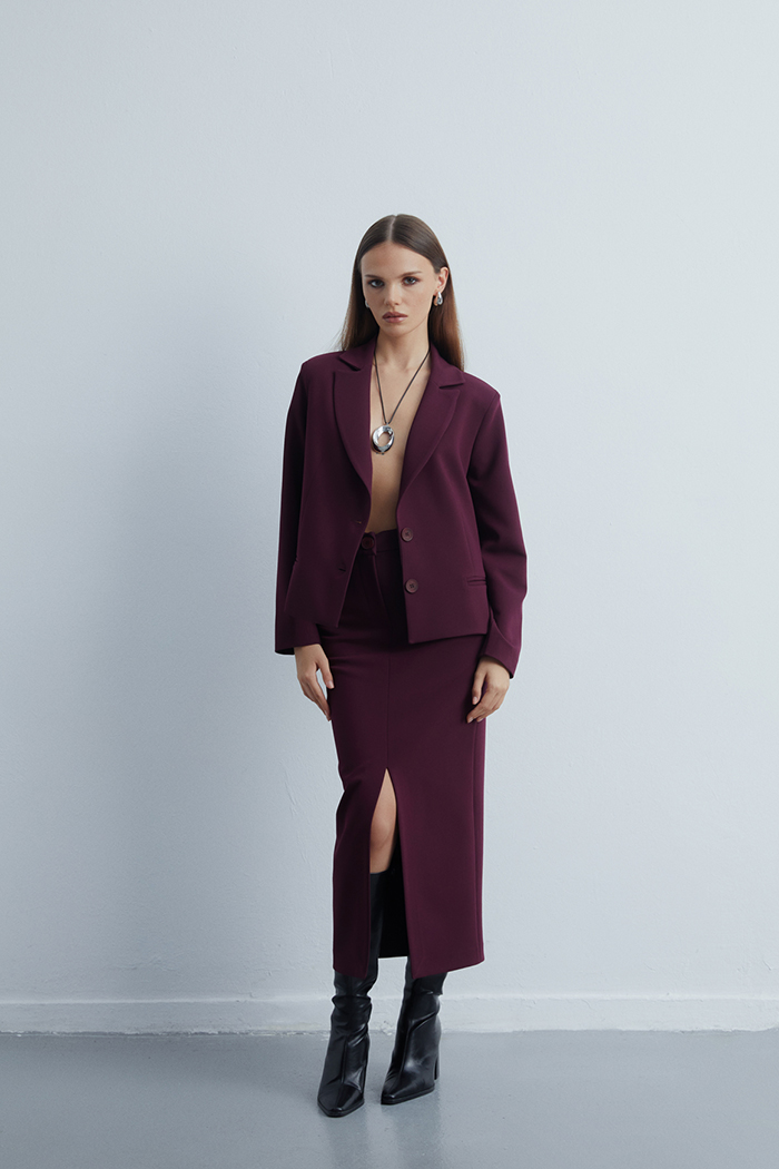 The Classic Kısa Bordo Blazer Ceket