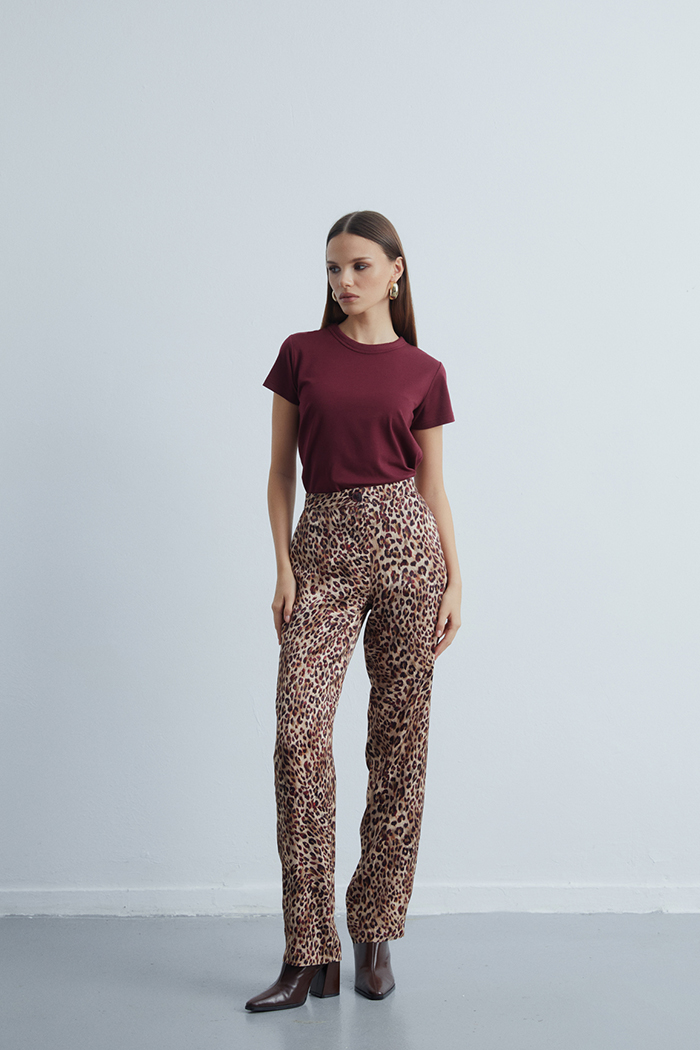 Pure 0 Yaka Basic Bordo Tshirt