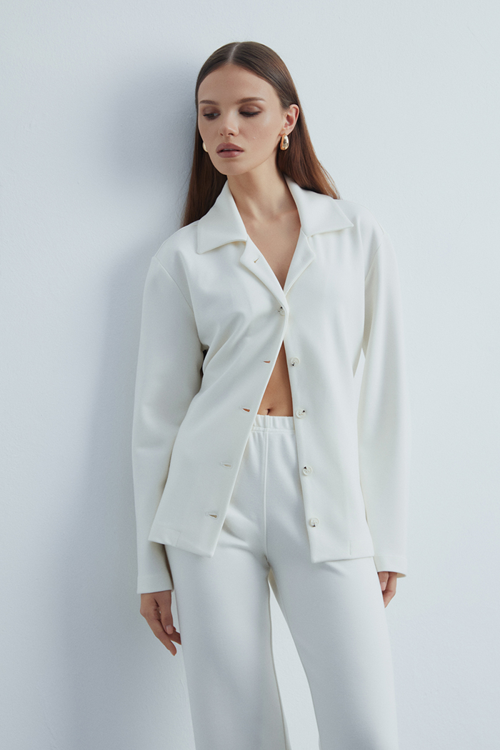 Glamour Triko Beyaz Gömlek