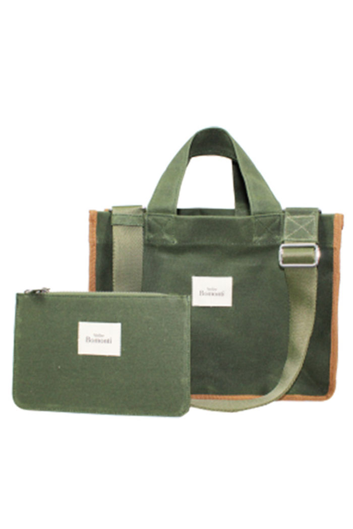 Hishi Rj Tote Bag Koyu Khaki Mumlu Kanvas Çanta